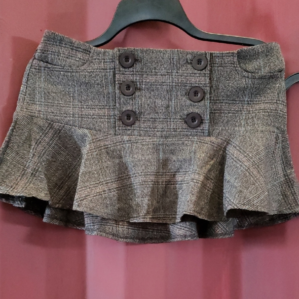 Wet Seal Charcoal Plaid Mini Skirt